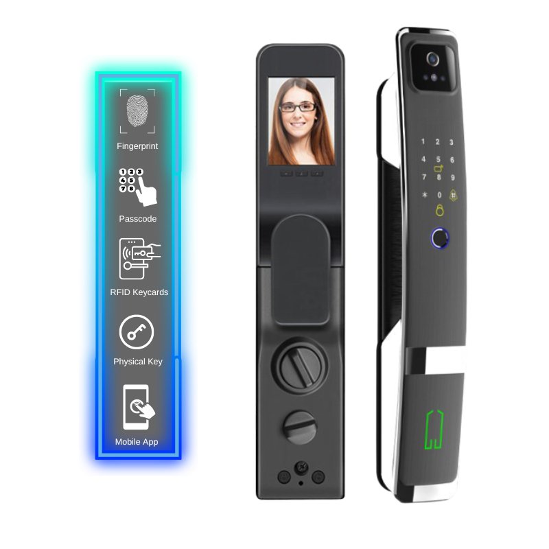 3D Face Recognition Smart Door Lock - Black - No Mortise -