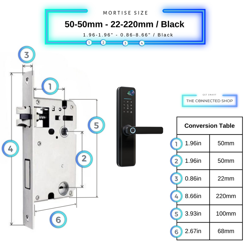 Universal Smart Door Lock Camera - 50-50mm (22x220mm) - Black -