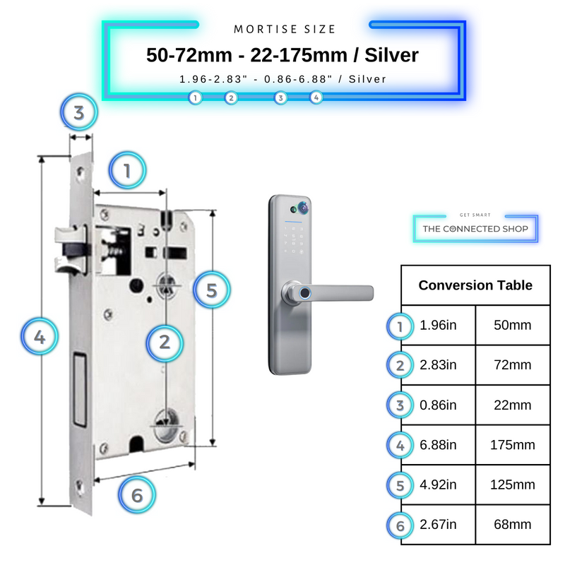 Universal Smart Door Lock Camera - 50-72mm (22x175mm) - Silver -