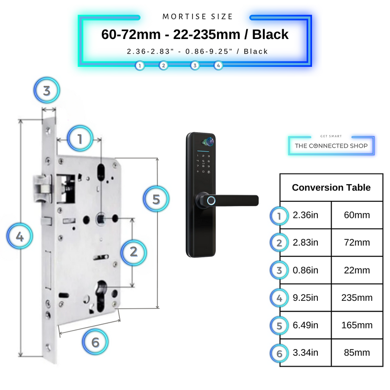 Universal Smart Door Lock Camera - 60-72mm (22x235mm) - Black -