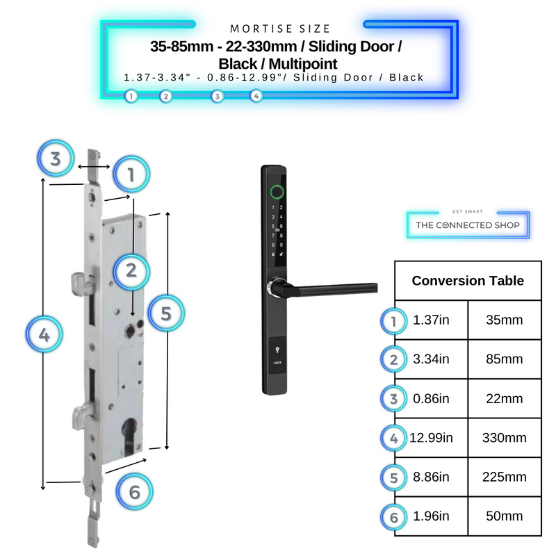 Smart Door Lock Sleek Black 3585 330mm sliding door multipoint