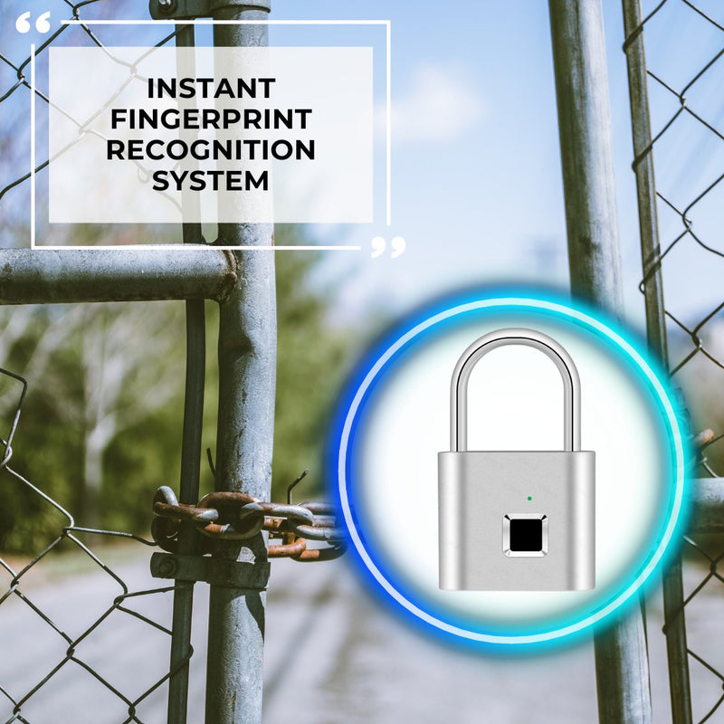 Fingerprint Lock Smart Padlock - Silver - No Mobile App -