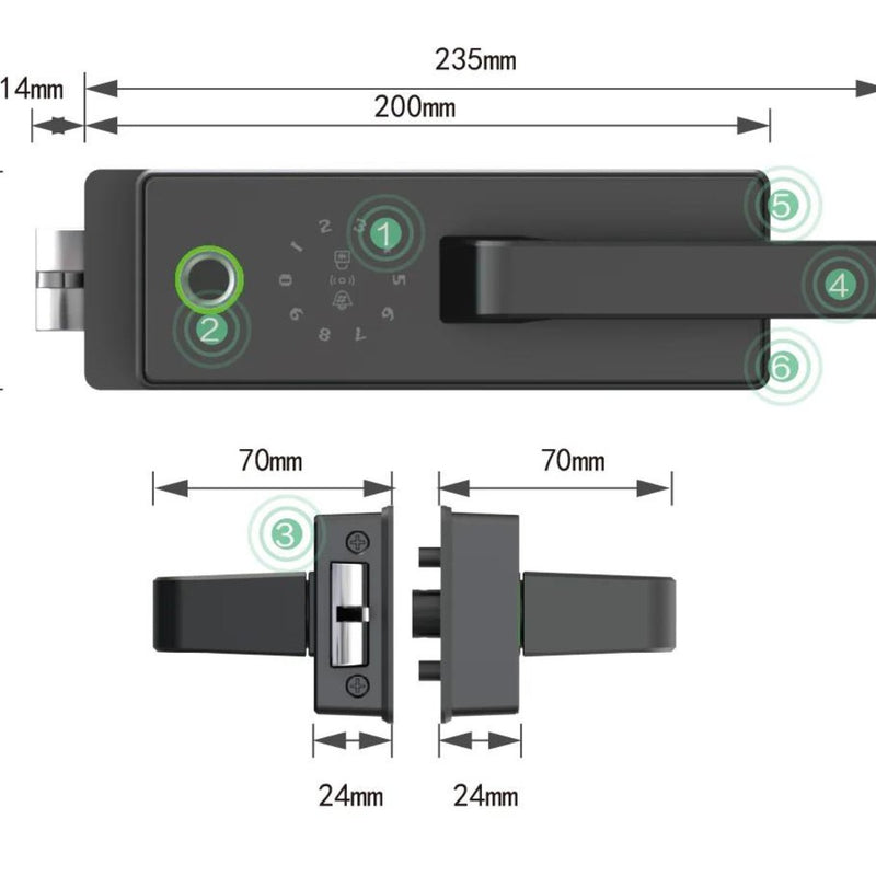 Glass Swing Door Smart Lock - -