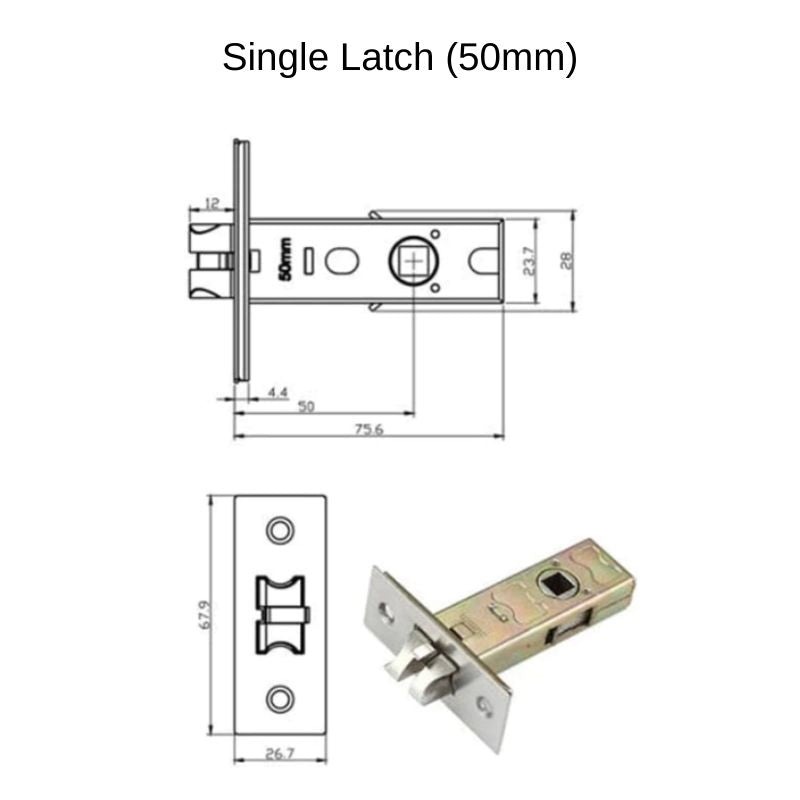 Mortises - 50mm Single Latch - -