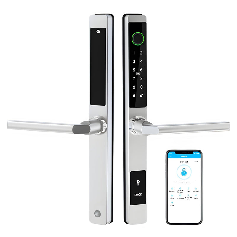 Sliding Door Smart Door Lock - No mortise - Silver - No WiFi Gateway