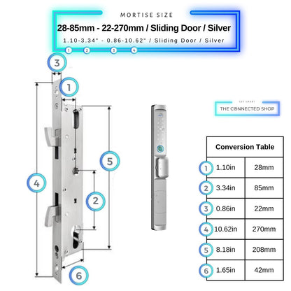 Sliding Door Smart Lock Knob - 28-85mm (22x270mm) Sliding Door - Silver - Without Gateway