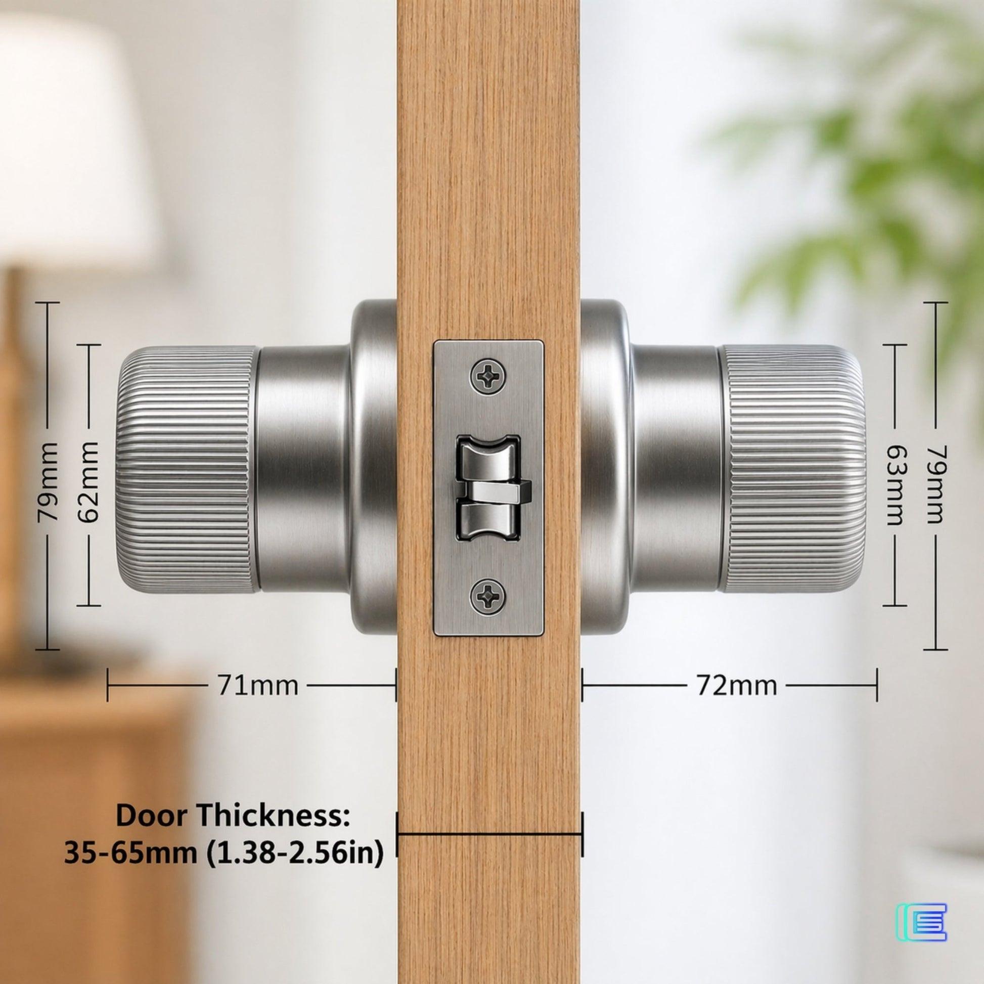 smart door knob lock size