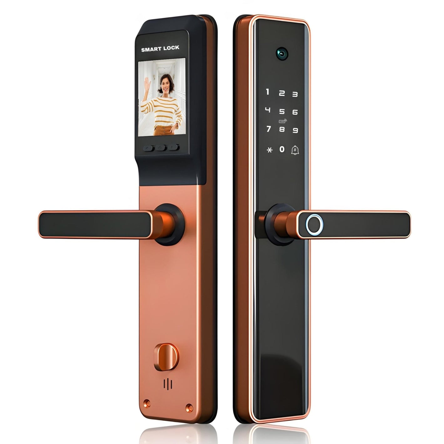 smart-door-lock-camera-rose bronze-no-mortise-