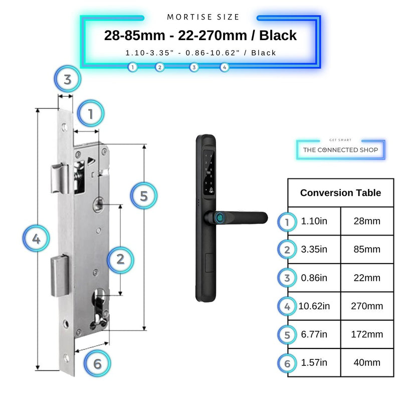 Smart Door Lock Slim - 28-85mm (22x270mm) - Black -