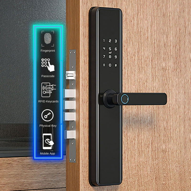 Smart Door Lock Thick - No Mortise - Black - No WiFi Gateway