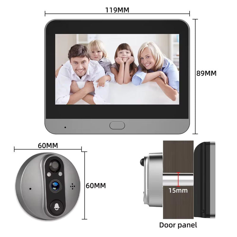 Smart Door Peephole Screen - 16G - 