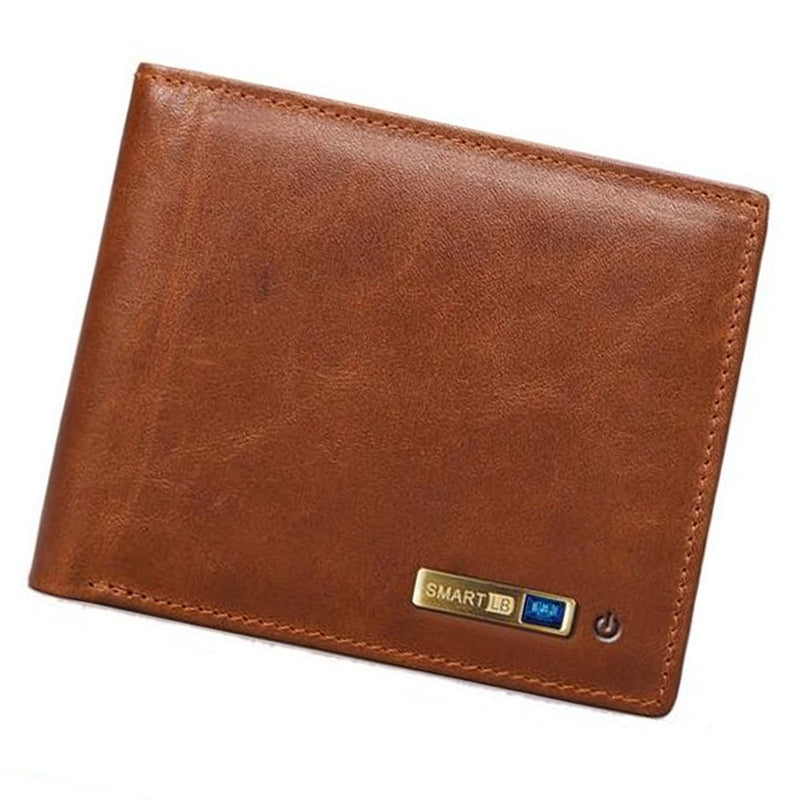 Smart Wallet Soft Leather Bluetooth Tracker - Brown - -