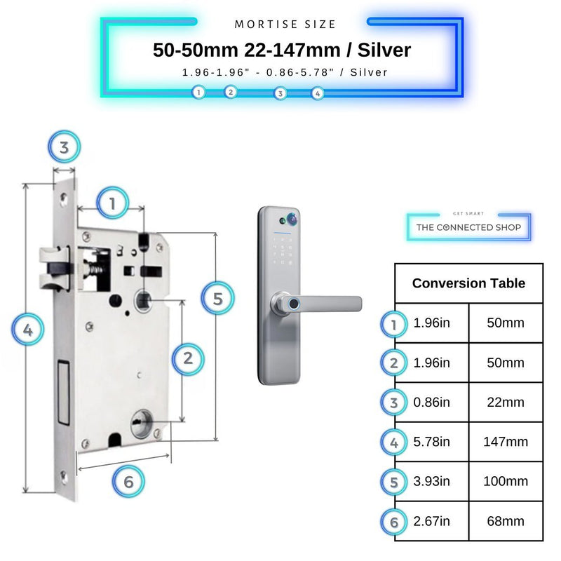 Universal Smart Door Lock Camera - 50-50mm (22x147mm) - Silver -