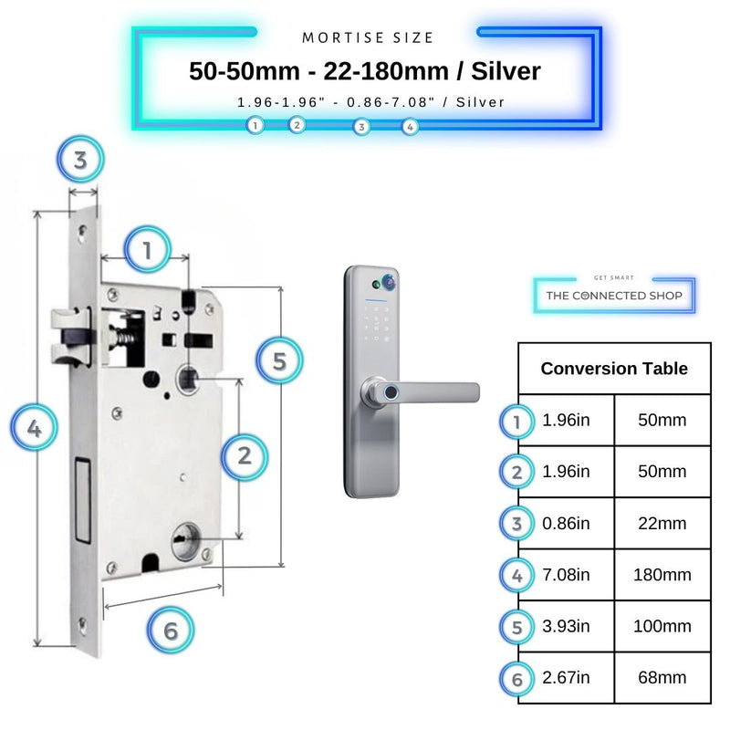 Universal Smart Door Lock Camera - 50-50mm (22x180mm) - Silver -