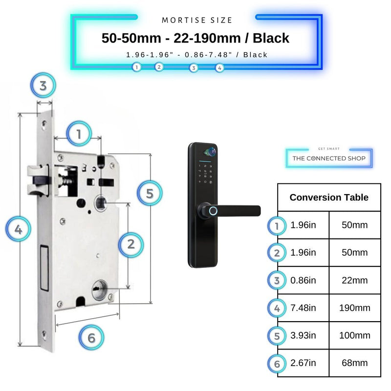 Universal Smart Door Lock Camera - 50-50mm (22x190mm) - Black -